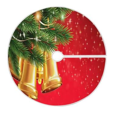 Imagem de SEHANY Saia para árvore de Natal, 91 cm, sinos de Natal, saia vermelha para árvore de Natal, tapetes para decoração de festa de Natal em casa