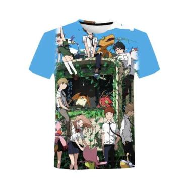 Imagem de Camiseta Unissex Oversized Com Estampa 3D Do Anime Digimon Adventure, 