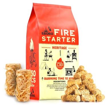 Imagem de EBOBO 150 Peças De Iniciadores De Fogo Para Lareira, Fogão A Lenha, Fogueiras, Grelha, Fogueira, Defumador, Churrasco - Bastões De Iniciadores De Carvão Inodoros, Bastões De Iniciadores De Fogo Natu