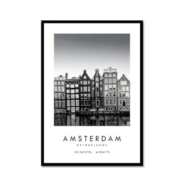 Imagem de Pôster de cidade preto e branco - impressão de viagem Roma Las Vegas Veneza Paris Sydney Amsterdam Amalfi Sanfrancisco Pintura em tela impressões de paisagem da cidade do mundo imagens de parede