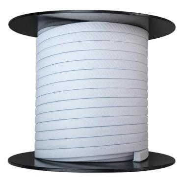 Imagem de Gaxeta Acrílica Branca Teflonada, 15,9mm (5/8), 3 Metros, para Vedação Industrial