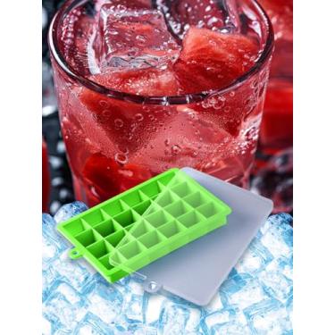Imagem de Bandeja de silicone para cubos de gelo com tampa – 24 compartimentos, material de qualidade alimentar, fácil liberação e congelamento, verde