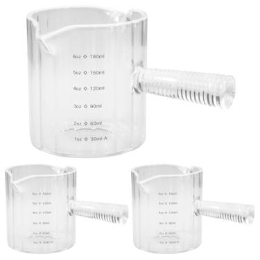 Imagem de 3 peças de copos de café expresso de 170 g com bico de alça copo medidor de vidro canelado com copo de dose expresso em escala dupla, boca em forma de V, jarra transparente para espumar leite, copo de