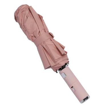 Imagem de Hztyyier Guarda-Chuva Dobrável Automático Com Ventilador de Pano de Cola Preta Com 10 Costelas de Aço para Proteção contra Chuva Solar (#12)