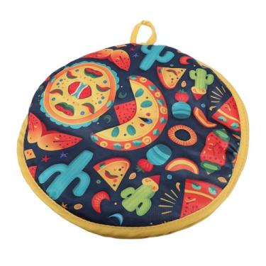 Imagem de OPPWONG Bolsa Aquecedora de Tortilha, Protetor de Calor Isolado para Micro-ondas para Tortilhas de Milho, Rolos de Pizza de Pão Naan, Com Algodão Pp de Poliéster Premium