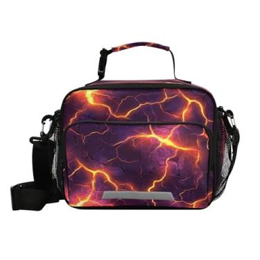 Imagem de CEBUGI Lancheira com isolamento Lightning brilhante, à prova d'água, à prova de vazamento, lancheira com alça de ombro ajustável, lancheira para meninos e meninas, escritório, piquenique