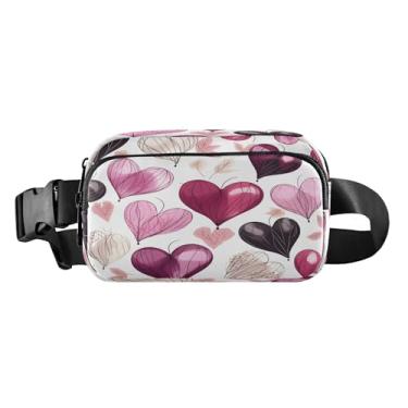 Imagem de CEBUGI Mini pochetes de caminhada para homens e mulheres, dia dos namorados, corações modernos, resistentes à água, com cinto ajustável para treino, viagem, corrida