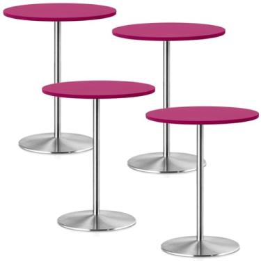 Imagem de Pacote com 4 toalhas de mesa elásticas pequenas redondas para mesas de coquetel de 76 cm, capa de mesa de piquenique à prova d'água, elástica, lavável, dobrável, toalha de mesa de elastano para jantar