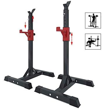 Imagem de Suporte para halteres Home Workout Gym Split Squat Rack Rack Bench Press Fitness Barbell Rack de agachamento ajustável para suporte de banco de peso em casa e academia, Max Loa