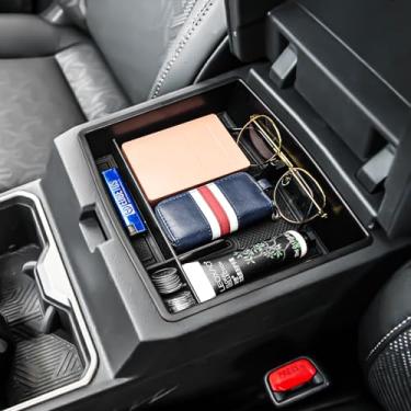 Imagem de EDBETOS Organizador de console central compatível com Toyota Tacoma 2024 2025 caixa de armazenamento de apoio de braço interior bandeja de inserção de paletes acessórios secundários, ABS preto