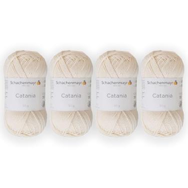 Imagem de 4 novelos/pacote Schachenmayr (SMC) Catania Originals Yarn, cada bola 50 g (125 m), 100% algodão mercerizado para fio de tricô e crochê, peso esportivo, 130 - creme