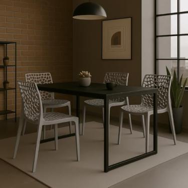 Imagem de Mesa com 4 Cadeiras Gruvyer Estilo Industrial e Conforto para Sua Casa Moderna