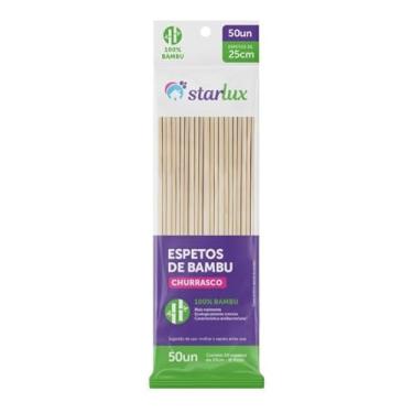 Imagem de Starlux – Espeto de Churrasco Bambu 4mm x 25cm 50 Unidades | Sustentável, Resistente e Seguro para Alimentos