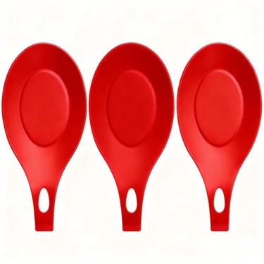 Imagem de 3 conjuntos de descanso de colher de silicone resistente ao calor suporte de utensílios de cozinha TPE fácil de limpar almofada de colher multiuso prato de lanche prato de frutas