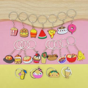 Imagem de Conjunto de chaveiros com tema de comida, 20 peças, lindos chaveiros de sobremesa com hambúrguer, pizza, donut, melancia, berloques - chaveiro novidade para lembrancinhas de festa, presentes, reuniões