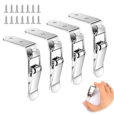 Imagem de 4 conjuntos de trava de caixa de aço inoxidável de 90 graus - fechaduras de capô, ferragens de trava de armário para caixa, armário, portas de celeiro