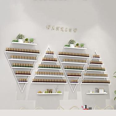 Imagem de Prateleiras de armazenamento de esmalte de parede de metal para produtos domésticos, caixa de armazenamento de esmalte de ferro forjado de 5 camadas, prateleira de exibição triangular com combinação