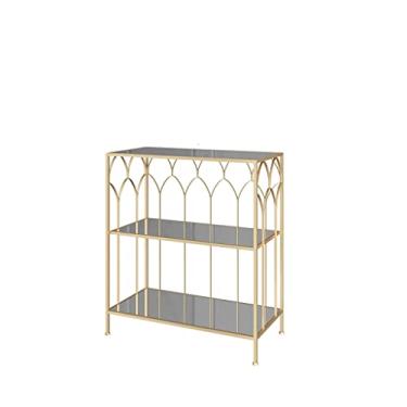 Imagem de Prateleira de metal interna, armário de vidro de três camadas, armário lateral para sala de estar, estante de livros, estante de livros/estantes de livros