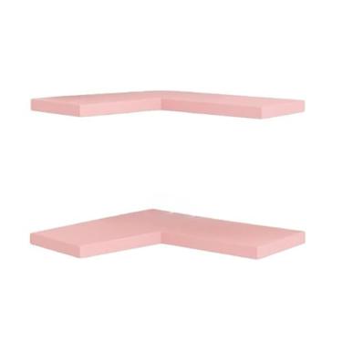 Imagem de Kit prateleira de canto cantoneira em L - 2 unidades em MDF para Quartos, Cozinhas e Salas, Organização Prática e Espaçosa para Objetos e Decorações(Rosa)