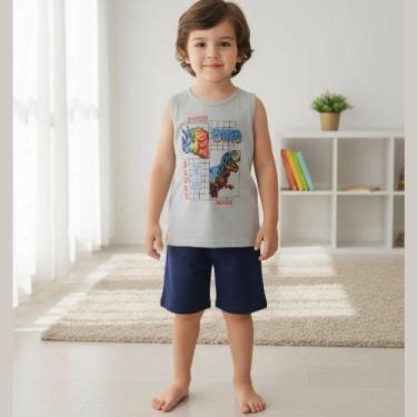 Imagem de Conjunto Curto Menino Regata e Bermuda -Rei Rex, 14, Cinza