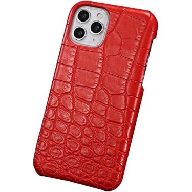 Imagem de MAALYA Capa de telefone luxuosa de couro de crocodilo, para Apple iPhone 14 Plus (2022) capa de telefone traseira de jacaré de 6,7 polegadas com forro de flocagem (cor: vermelho)