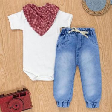 Imagem de Conjunto Princesa Moderna Body, Calça, Bandana Vermelho Poá - Era Uma 