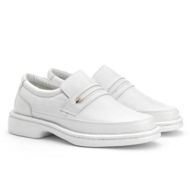 Imagem de Sapato Social Branco Masculino Enfermeiro Médico Dentista Couro Legiti