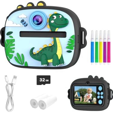 Imagem de Câmera Infantil com Impressão Instantânea, Brinquedo Digital Portátil de Viagem, para Meninas e Meninos de 3 a 12 Anos (Cartão SD de 32GB) preto