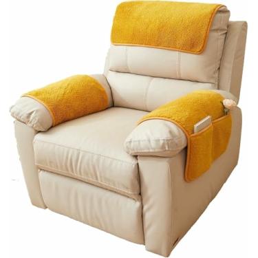 Imagem de Protetor de apoio de braço para poltrona reclinável com bolso lateral deslizante, elástico e com compartimento para guardar objetos. Ideal para sofás e poltronas reclináveis.