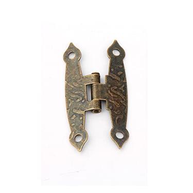 Imagem de 65 * 34 mm 20 peças dobradiça para porta de armário 4 furos decoração de móveis antigo vintage dobradiças H tom bronze com dobradiças de parafuso