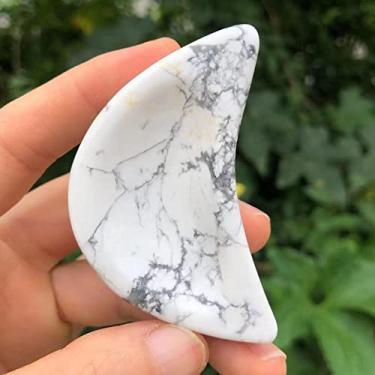 Imagem de Decoração de casa, 1 peça natural branco turquesa lua cristal kallaite pedra quartzo natural decoração de casa Reiki artesanato polido presentes, cristal de cristal natural (cor: 2ps, tamanho: 160