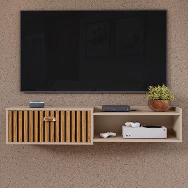 Imagem de Rack Suspenso Multifuncional Home Parede 1.20 Estante TV 42" Bancada Flutuante México 1 Porta Nicho Sala Quarto