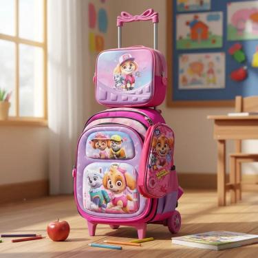 Imagem de Mochila Rodinha + Lancheira Térmica + Estojo - Canina Skye !