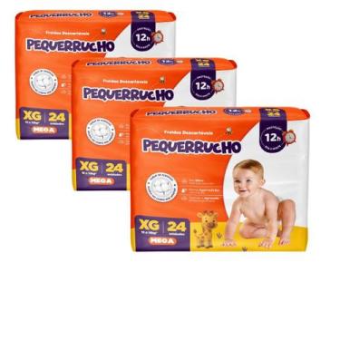 Imagem de Kit 3 PCT Fralda Descartável Pequerrucho Mega Todos os tamanhos, XG