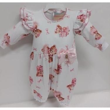 Imagem de Macacão Suedine Longo Luxo Bebê Menina Estampado Lessa B9089-Feminino