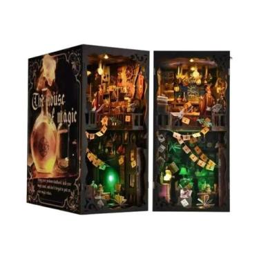 Imagem de Estante De Livros Miniatura De Madeira Para Casa De Bonecas Com Luz, K