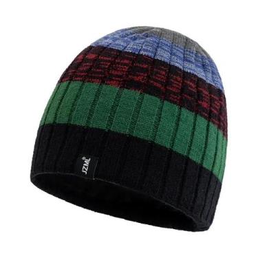 Imagem de Gorro Tricotado Unissex Com Listras Coloridas Para Inverno, Casual, Es