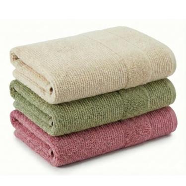 Imagem de Jogo 3 Toalhas de Banho Gigante 500g/m² 100% Algodão Felpuda Luxo – Grossa Alta Absorção – 72x150cm (3, Oliva - Linho - Blush)