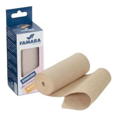 Imagem de Atadura Elástica Alta Compressão 10cm X 3,9m Bege Famara
