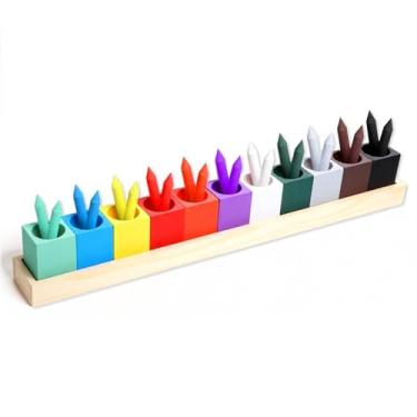 Imagem de LIQWEI Porta-lápis de cor de madeira, suporte de giz de cera colorido para sala de aula, organizadores de giz de cera, recipientes de armazenamento, organizador de materiais de arte para escola, sala