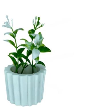 Imagem de Conjunto com 8 Mini Vasos Decorativos com Plantas Artificiais Realistas e Musgo Natural(Kit Preto/Preto)