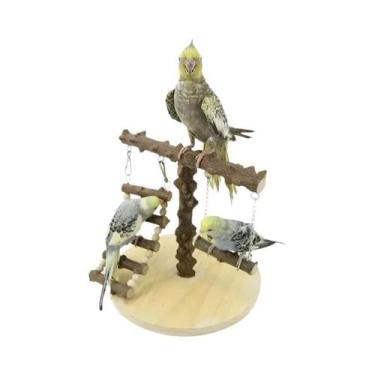 Imagem de Plataforma De Escalada Para Papagaios Em Madeira, Escada, Rede, Estaçã