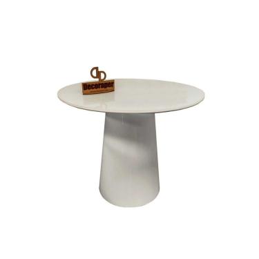 Imagem de Mesa De Canto Cone Laqueado Com Tampo Vidro 50cm Off White 60cm