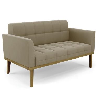 Imagem de Sofá Namoradeira Base Madeira Castanho Ana Suede Marrom Rt - Ibiza