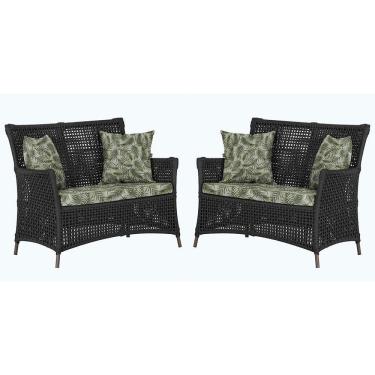 Imagem de 2 Sofás área Externa Igapó Alumínio Marrom Corda Náutica E5 Preto