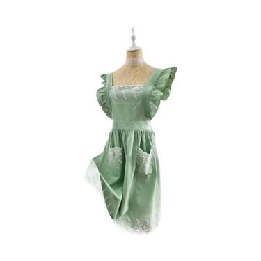 Imagem de Avental Vintage Feminino De Algodão E Linho Com Estampa Floral Para Co