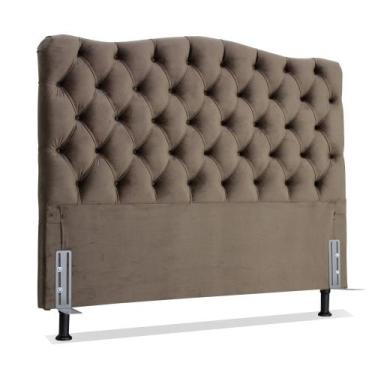 Imagem de Cabeceira de Cama Box Casal 138 cm Larhome Dunas Suede Veludo Marrom