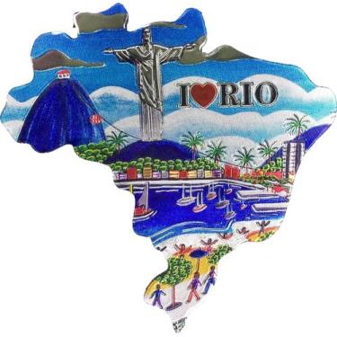 Imagem de Imã De Geladeira Mapa Do Brasil I Love Rio Rio De Janeiro - Corban, Cr