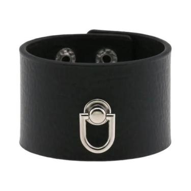 Imagem de Pulseira De Couro PU Preta Feminina Com Rebites Pontiagudos Estilo Pun