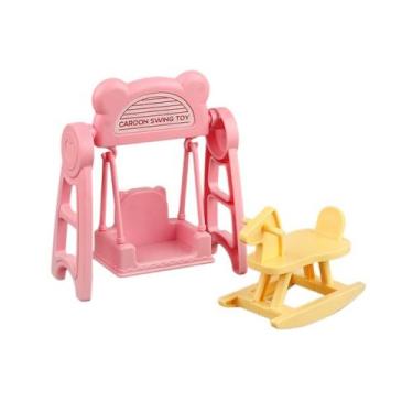 Imagem de Conjunto Dollhouse Furniture Baby Swing and Rocking Horse - Yiweisai